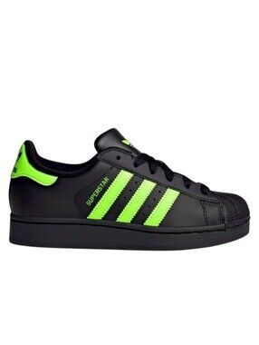 ADIDAS Superstar II Shell Top WOMENS 8.5 Low Top Sneakers Black Green Girls 7Y